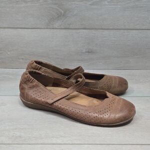 Taos Women Brown Leather Clog Mule Shoes Sz 10